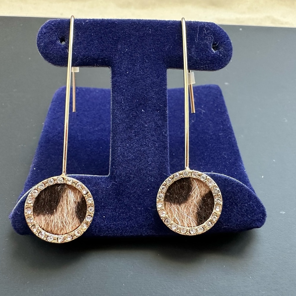 Leopard Drop Earrings with Crystals